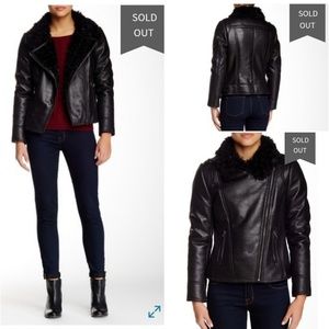 SOLD OUT Faux Fur Lined Faux Suede Moto Coat